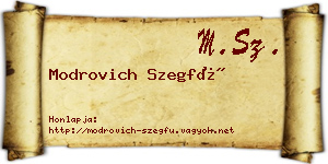 Modrovich Szegfű névjegykártya
